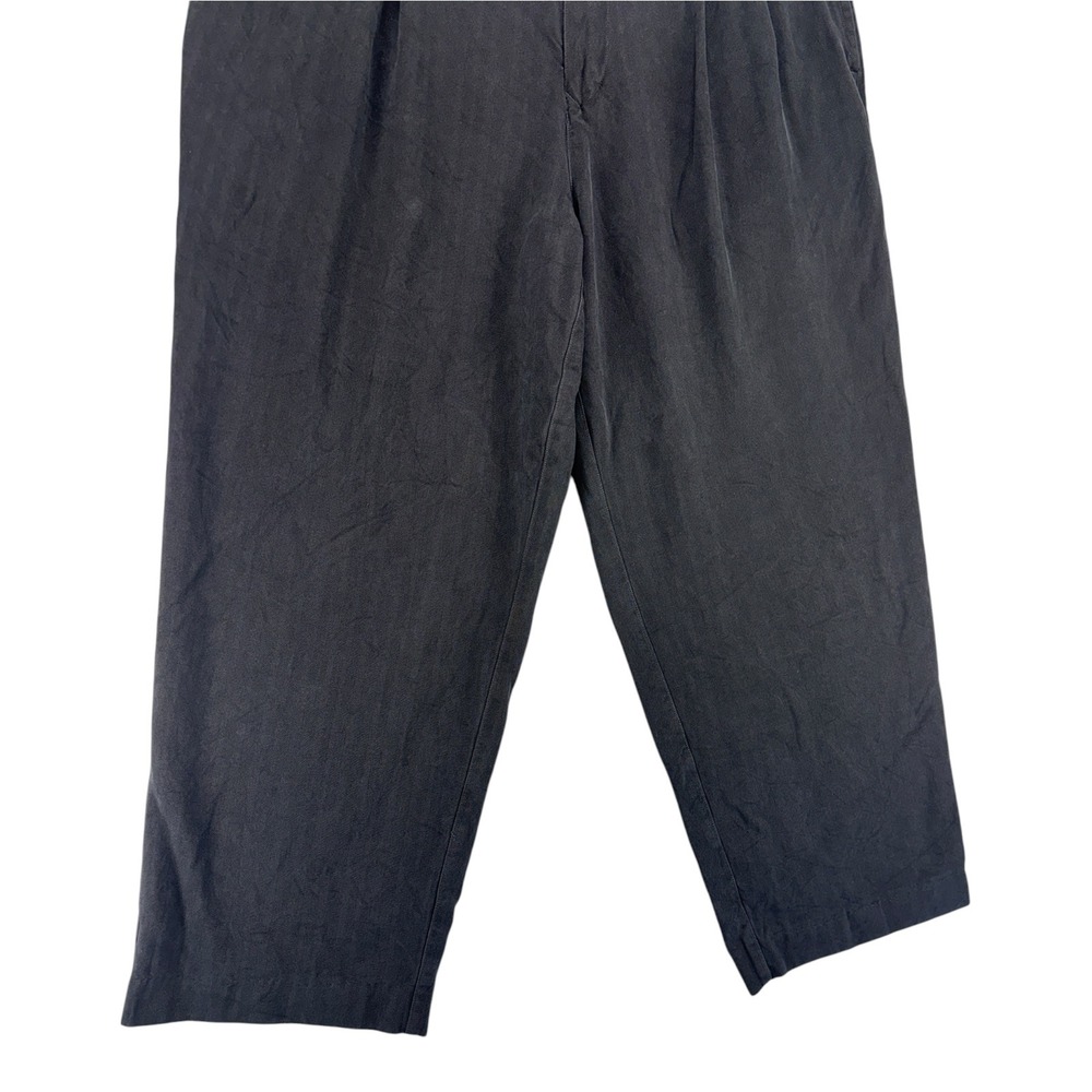Tommy Bahama Silk Trousers Mens 33 Black Excellent Pleated Cropped Relaxed Pants - Picture 6 of 12